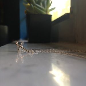 Sterling Silver Dainty Cross Sideways Necklace